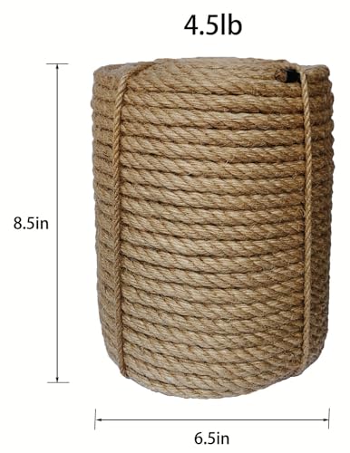 ILIKEEC Jute Rope 10mm, 164 Feet 4.5lb Thick Garden Jute Twine String for DIY Cat Scratcher, Gardening, Bundling and Wall Hanging Craft Decorative (Brown)