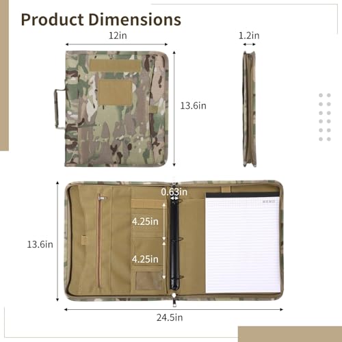 Tactical OCP Modular Binder System - Large Letter Size Combat Padfolio w/Detachable 3-Ring Insert & 25 Paper Sheets, Mission-Ready Organizer for Field & Office Use