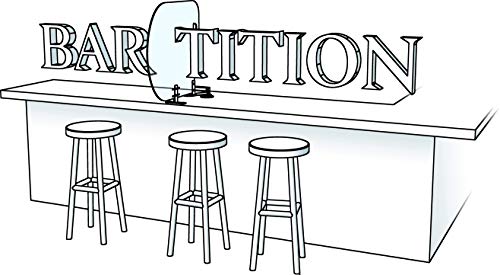 BARTITION Standard (Patent Pending) Partition for Bar Top or Dining Countertop Sneeze Guard MADE IN USA out of Polycarbonate Window SBR Suction Cups Brass 260 Brackets