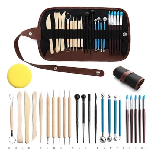 UOHLCX Clay Tools 24-piece Set Stone Plastic Carving Silicone Dot Drill Pen