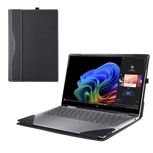 RUNMEIJIA Laptop Cover Case for HP OmniBook X Flip 14"[not Compatible with Any Other Model] 2-in-1 Detachable PU Leather Shell Notebook Sleeve Computer Bag Protective (Black)