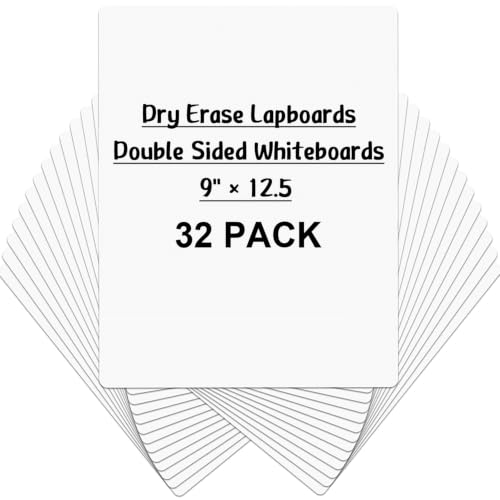 Dry Erase Lapboards, HERKKA 32 Pack Double Sided Dry Erase Lap Boards 9 x 12.5 Inch Small Dry Erase Boards for Students Classroom Teacher Supplies