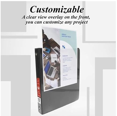 24 Pack, 3 Ring Binder 1/2" Economy View Binders Black, Hold 100 Sheets