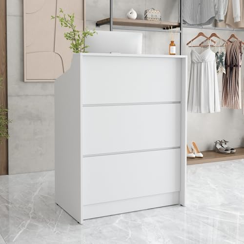 AGATEO Small Reception Desk with Drawer, 32in Retail Checkout Stand, White