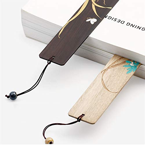 Bookmarks Hand Painted Wooden Bookmark with Beautiful Pendant Vintage Style Bookmark is A Unique Gift for Teachers Students Men and Women Page Book Accessories