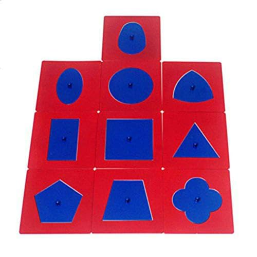 Gudong Montessori Professional Quality Metal Insets Set/10 Children Early Childhood Education Preschool Geometrical Shapes Learning Toys Blue