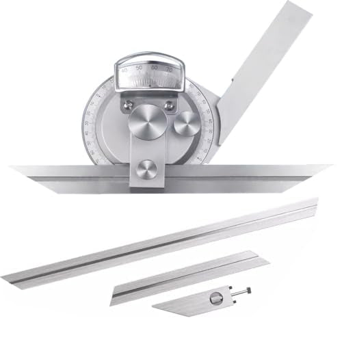 AFBEHL 0-360 Degree Stainless Steel Adjustable Angle Measuring Finder,Universal Bevel Protractor,Goniometer Angular Ruler with Magnifier, for Internal and External Angle Measurement