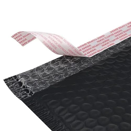 Water Resistant Bubble Envelope Mailers [500 Pack] 6 inch x 9 inch #0 Black Poly Padded Shipping Envelopes Self Sealing Cushioned Packaging Bags