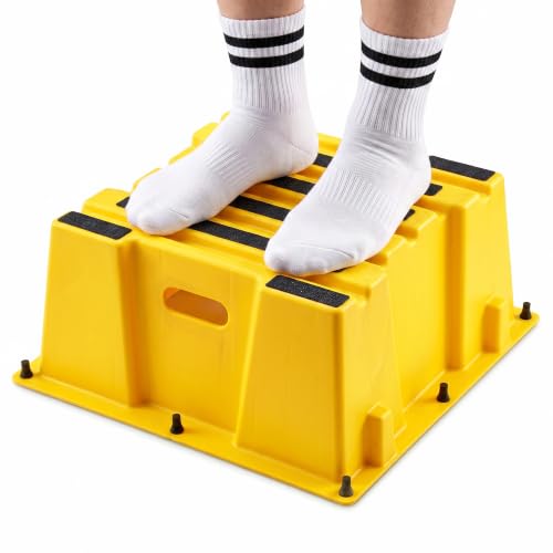 Sturdy Essentials Anti-Slip Commercial Step Stool, 1 Step, Made of Polyethylene with 500 lb Capacity, 25" W x 25" L x 10.5" H | Commercial and Industrial for Warehouses, Storage Spaces, Jobsites