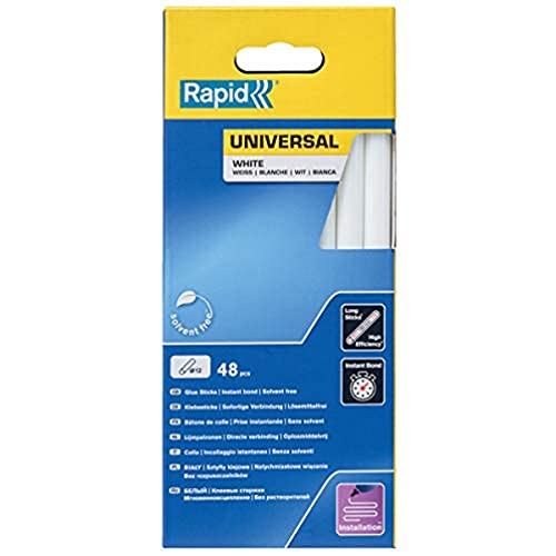 Rapid 12 mm Glue Sticks Universal White - Ø12 x 190 mm, 48 pcs, 880g, Packed in Box