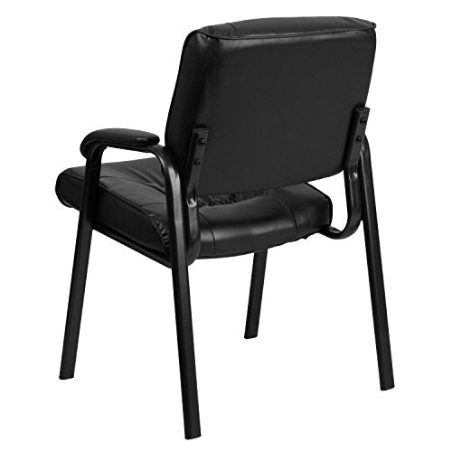 Flash Furniture Haeger LeatherSoft Tufted Executive Reception Chair with Padded Armrests, Upholstered Side Chair for Living Room or Office, Black