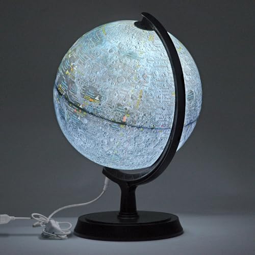 Mapsoft Explorer Illuminated Gray Moon Globe, 24cm/9.5", MI-24, Moon lamp, Moon light, Lunar Globe