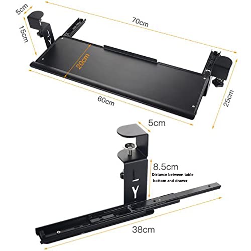 DIBAKO Ergonomics Desk Platforms，Retractable Keyboard Tray，Large Keyboard Platform Under Desk，Extender Drawer Multipurpose for Keyboard (Color : Black)