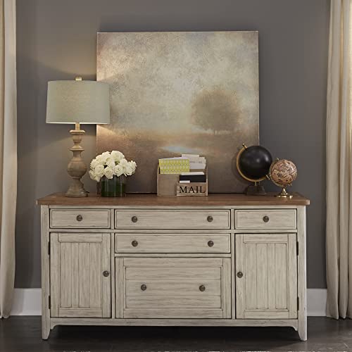 Liberty Furniture Industries Farmhouse Reimagined Door Credenza, W60 x D22 x H31, White