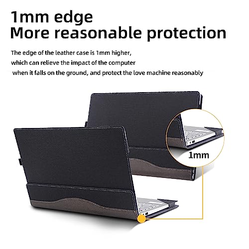 Laptop Cover for Lenovo V15 G5 IRL|V15 G3 ABA|V15 G3IAP|V15 G2 IJL| V15 G4 ABP| V15 G4 AMN |V15 G4 IAH|V15 G4 IAN|V15 G4 IRU15.6 Laptop Case PU Leather Inner Pocket Cover (Gray-Black)
