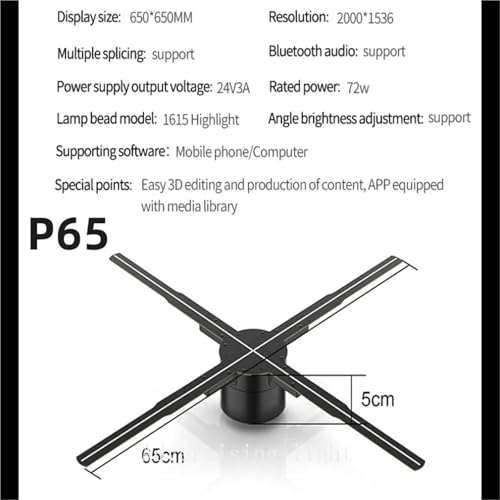 65/42CM 3D Hologram Projector Fan Advertising Display Logo Light Led Sign Holographic Lamp Projectors Christmas Party Supplies(65cm)