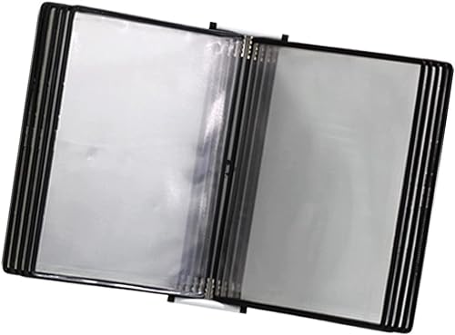 EliteBloom Wall Mount Reference Organizer - Catalog Display Rack, A4 Folder Wall-Mounted File Holder, 10 Panels Desktop/Wall Reference System, Poster Flip Book Display,Black