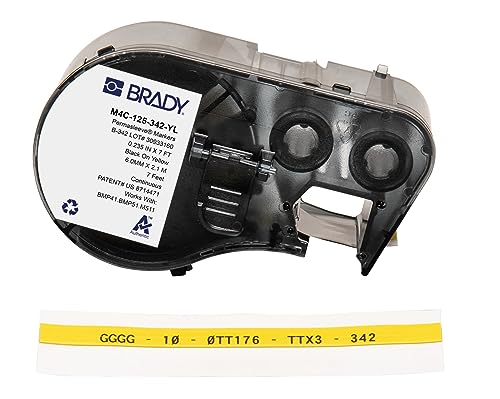 Brady Authentic (M4C-125-342-YL) PermaSleeve® Heat-Shrink Labels Polyolefin 0.125 in. Black on Yellow, 7 ft roll. for use with The BMP41, BMP51, and M511 Label Printers