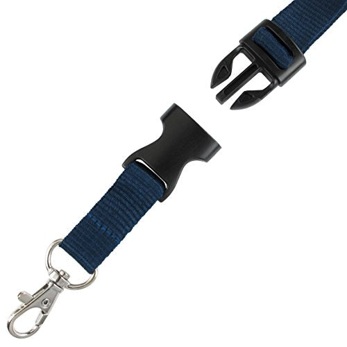 Bulk 25 Pack - Premium Quick Release Lanyards with Detachable Buckle & Heavy Duty Waterproof Badge Holders for Teachers, Students, Event Staff, and Travel (Dark Navy Blue)