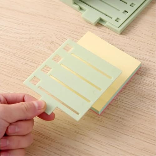 Xuanqiu 2pcs Sticky Note Holder Set with Line Drawing Templates, ABS Dispenser Base for Desk
