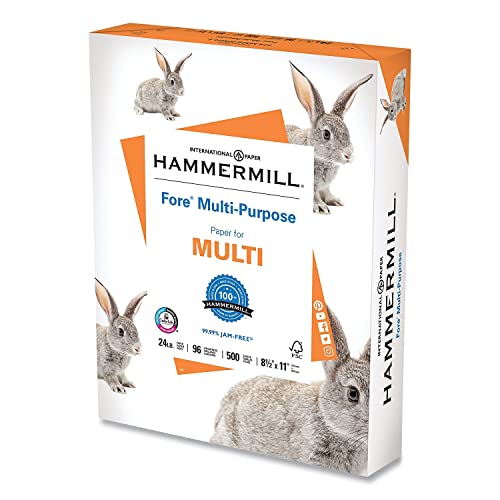 Hammermill Printer Paper, Fore Multipurpose 24 lb Copy Paper, 8.5 x 11 - 1 Ream (500 Sheets) - 96 Bright, Made in the USA