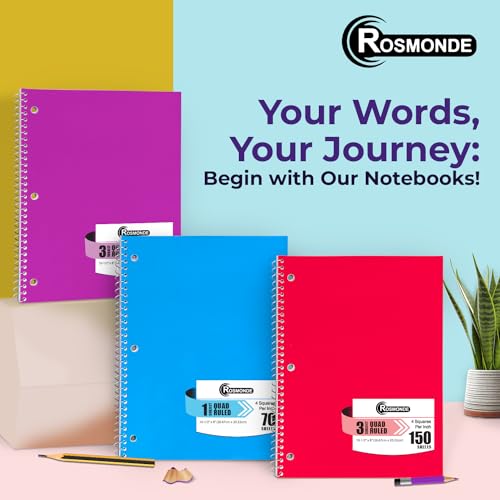 Rosmonde Bulk 1 Subject Spiral Notebook Graph Paper, 50 Pack, 70 Sheets