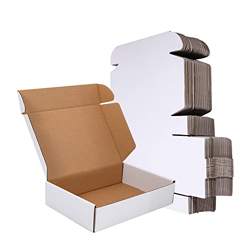 CH-BOX 150 Pack 9x6x2'' Small Shipping Boxes, Corrugated Cardboard Mailers for Business, White (CM962-150)