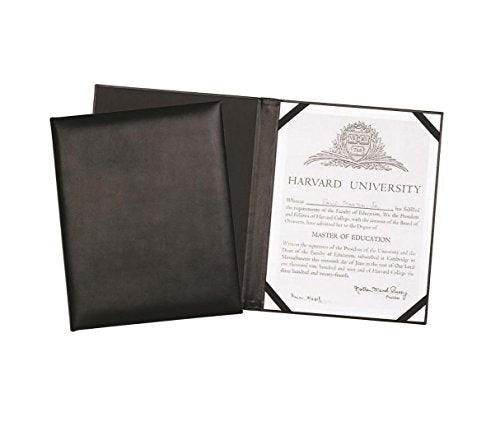 Leather Certificate Menu Holder or Wine List Diploma Cover Holds one 8.5” x 11” Insert with Clear Protective Cover. Black