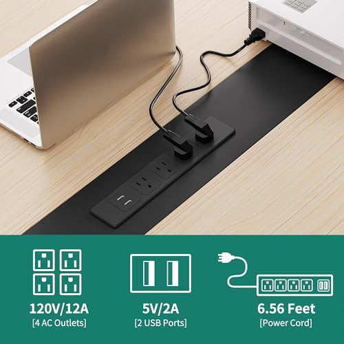 YITAHOME 90" Boat Shaped Conference Table with Power Outlets, Light Wood