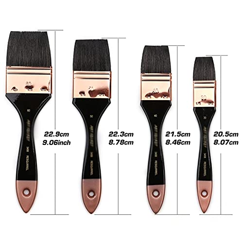UOHLCX HBJWOV 4 Pcs Round/Flat Artist Squirrel Hair Paint Brush Large Wash Soft Brushes Set for Art Painting Acrylic Watercolor(One Size)