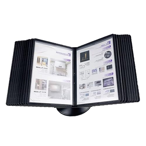 Wall Mounted Display File Holder, Adjustable Desk Flip File Holder, 10 and 20 Display Pockets, Letter-Size, Wall Mount Reference Organizer, for Office Display and Storage A4 Documents, Black Base(10 p