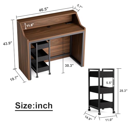 YHUBHSIS Reception Desk with Counter and Rolling Storage Cart