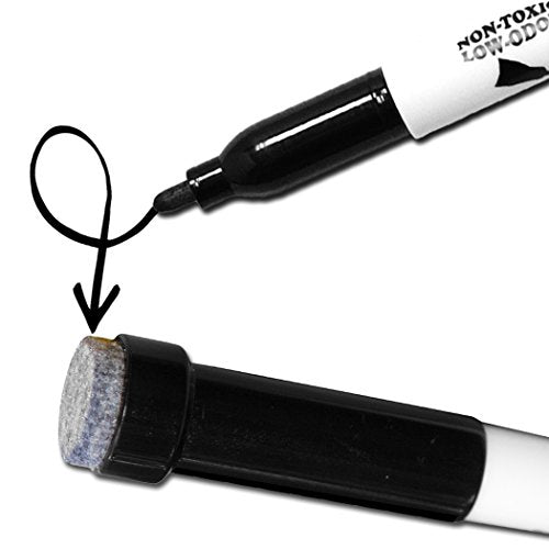 (24) KleenSlate Black Low Odor Dry Eraser Markers with Eraser, Bullet point