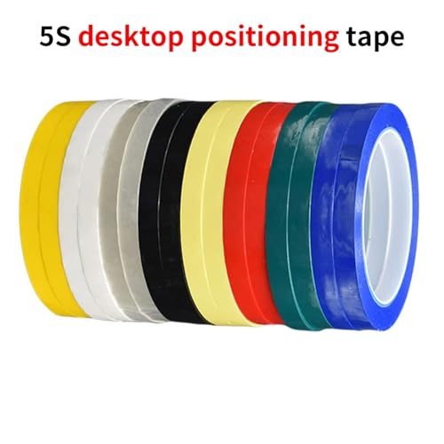 Xuanqiu Whiteboard Tape 10Pcs Desktop Positioning Tape Floor 5s Red Marking Traceless Waterproof Mara Glue Logo Office Supplies Color(Black,66M_0.055MM_5MM)