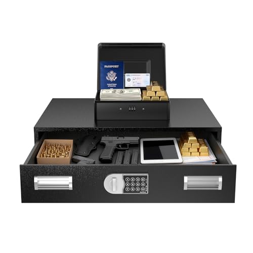 POCHAR Under Bed Safe, Hidden Drawer Safe with Keypad Lock, Long Lock Box