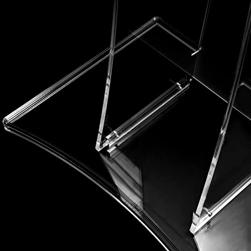 YIYIBYUS Mobile Detachable Acrylic Transparent Curved Podium for Speeches, Opening Ceremonies, Celebrations and Other Occasions,Countertop Size 60x40cm,Easy Assembly Required (Arc)