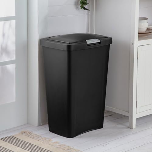 Sterilite TouchTop Plastic Wastebasket, Black, 13 Gallon, 8 Pack