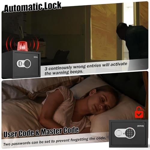 [ 1.2 Cu.ft. ]PATRON Fireproof Safe for Home,Digital Security Home Cabinet Safes for Money Cash Documents,Safe Box with Electronic Keypad,Removable Shelf for Office Business 1.2 Cu.ft.