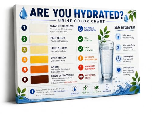 Urine Color Hydration Chart Poster Educational Health Wall Art Clinic Decor (Framed,Wrapped Canvas,28" L x 40" W)