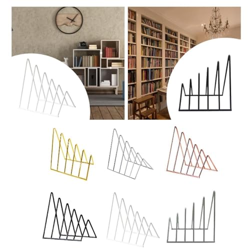 File Rack File Folder Sorter Non Skid Desk Triangle Bookshelf Bookend Organizer for Recipe Office Letter Trays(Gris)