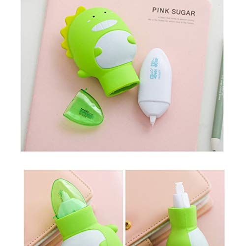 Liaozy888 Cute Funny Cartoon dinosaur Shape Correction Tape Easy to Use Applicator for Instant Corrections Clear (2)