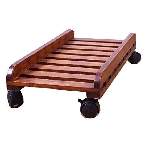 Computer Tower Stand Printer Table Wood Mobile PC Holder, Computer Host Stand with Wheels Under Home Office Desk, CPU Rolling Stand, Computer Tower Cart CPU Stand Cart Computer Stand for Desktop Tower