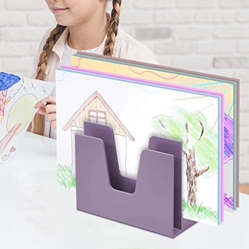 Acrimet 5 Section Incline File Sorter Organizer, Desktop Mail Holder Purple
