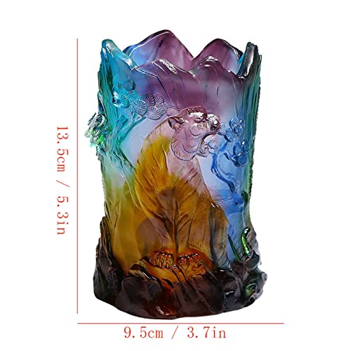 SISWIM Pen Holder Pen Holder Chinese-Style Handmade Glass Pencil Storage Cup Office Desk Decoration Ornaments Study Brush Pencil Storage Pen Holders Pencil Holder Pencil Cup