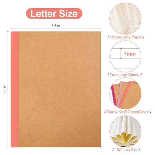Yaridar (15-Pack) Composition Notebooks - 8.5" x 11" Kraft Cover Lined Journaling Notebooks, 30 Sheets/Pack, 15 Colors for Home/School/Office Supplies