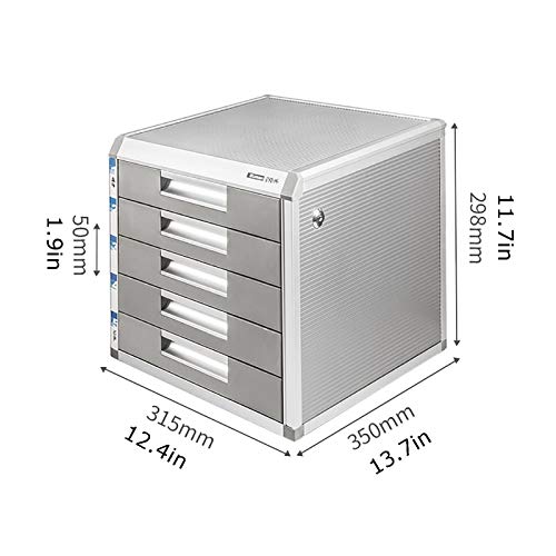 noxozoqm Desktop Drawer Cabinet Flat File Cabinet Storage, Desktop Drawer Cabinet, Aluminum Alloy Products, 4/5 Drawers Office Home Desk Supplies Lock Function. (Size : B)