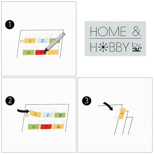 Home and Hobby 3L Index tabs 12 x 25 mm 72 pcs, Acrylic, White, 12 x 25mm
