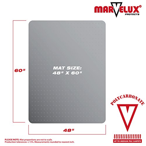 Marvelux Polycarbonate Office Chair Mat for Medium Pile Carpets, 48" x 60"