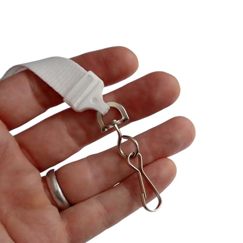 Specialist ID Bulk 100 Pack - Wide Lanyard with Breakaway Clasp and Swivel Metal Hook - Premium 5/8 Inch Neck Strap Name Badge and Key Card Holder for School, Cruise, Travel and More (White)