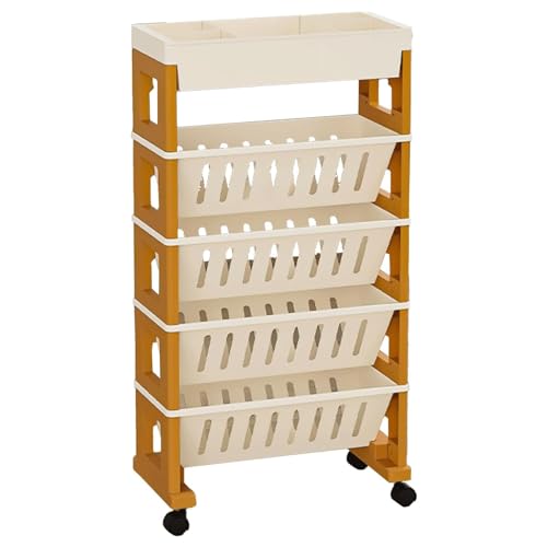 book cartStorage Shelves Document Folder Movable Rolling Storage Cart Slim Bookshelf Utility Cart Mobile Book Cart for Office Dorm Classroom Storage Cart (A)